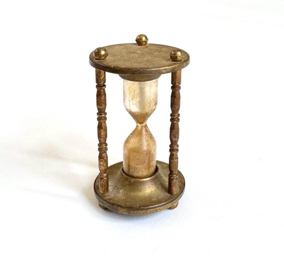 Antique Brass Hourglass Sand Timer Old Aged Patina