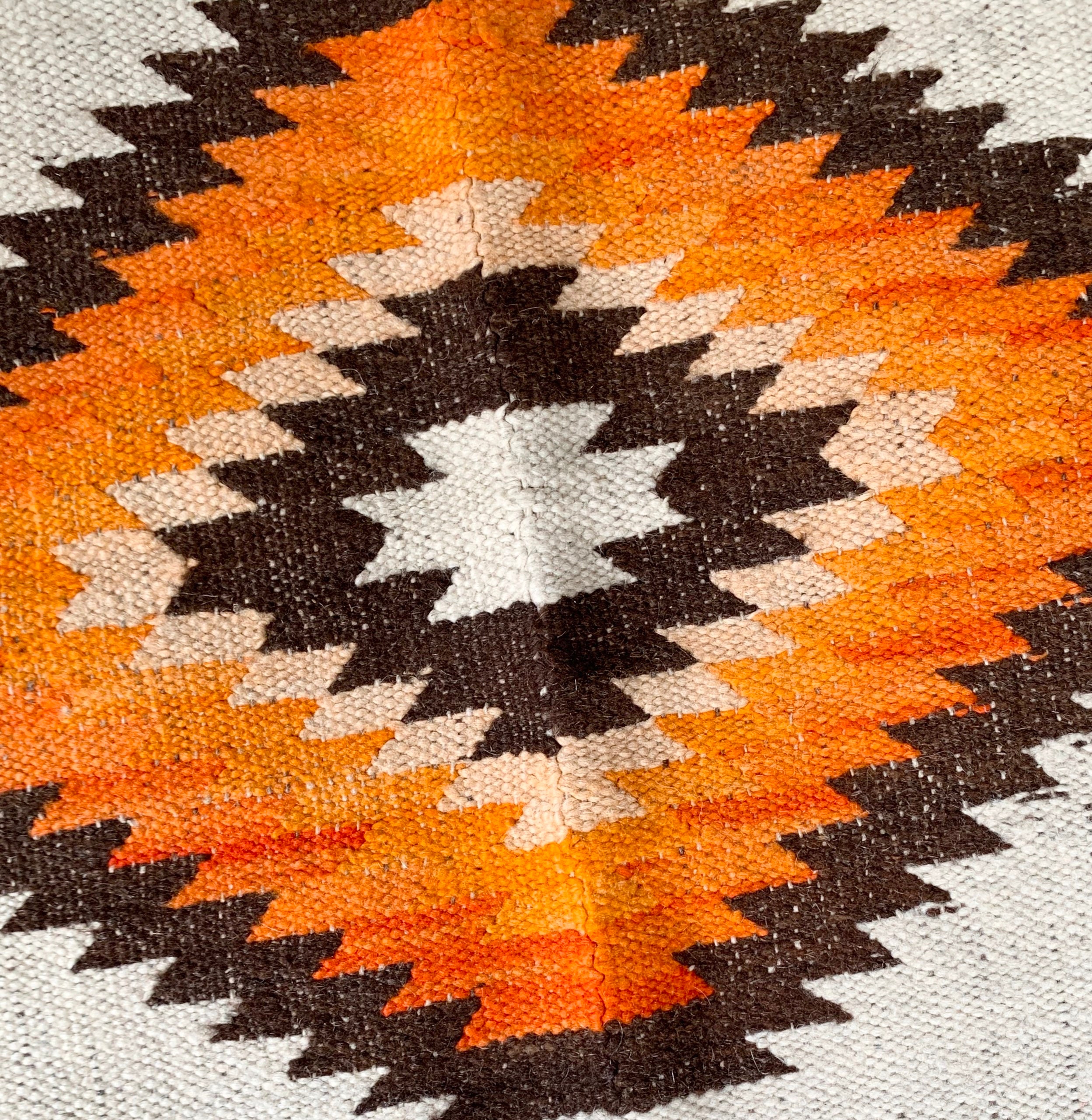 Antique Southwest Blanket Throw Rug Vintage 40s Hand Woven Natural