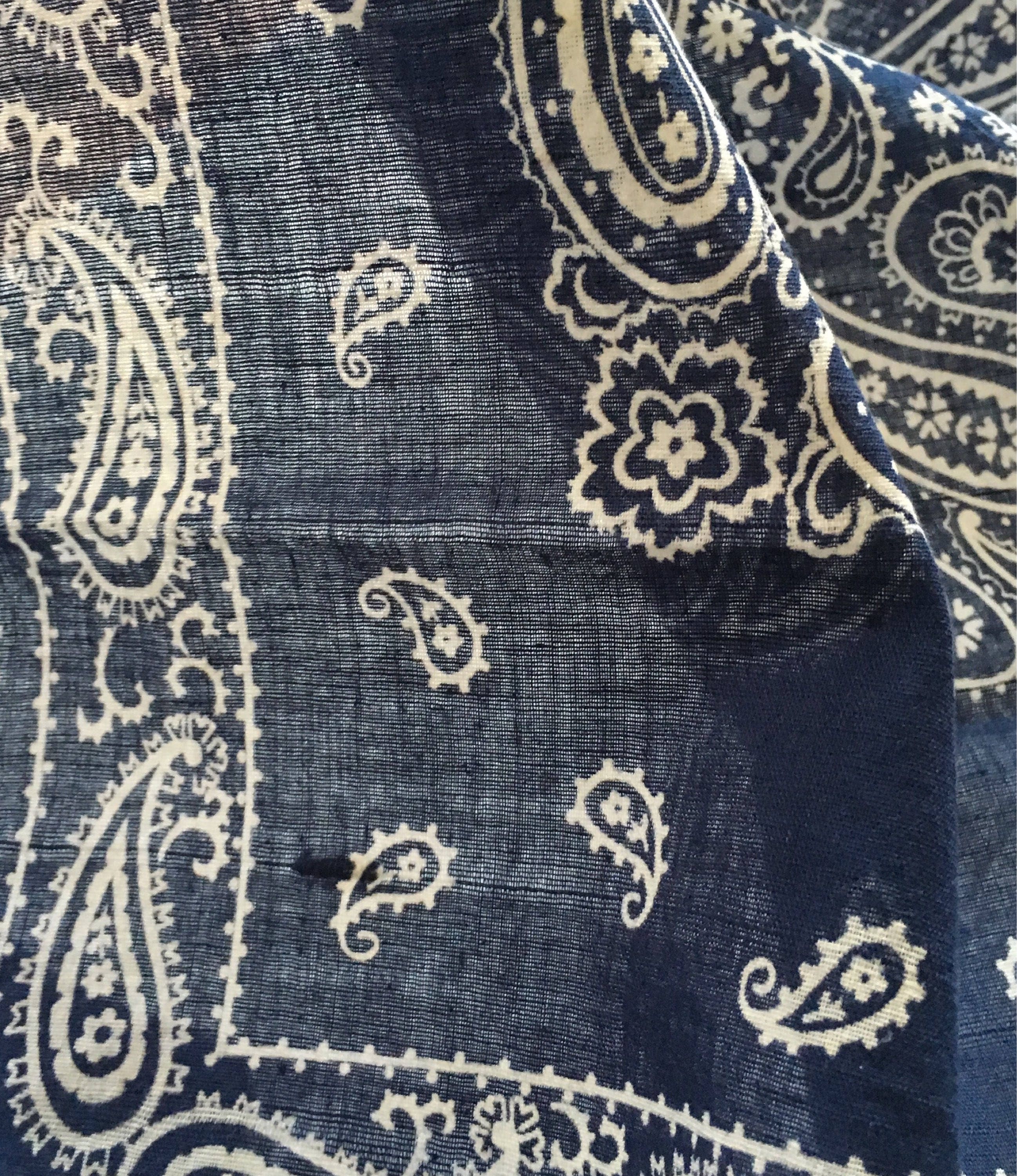 Vintage Faded Bandana Indigo Navy Blue Fast Color Paisley RARE ...