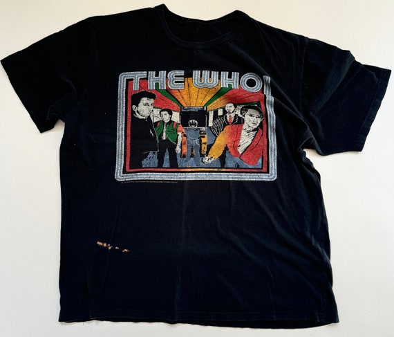 The Who Band Tshirt 2005 Vintage Reissue Graphic Tshirt Tee Soft Worn Faded Rock and Roll Black Music Pinball Tour