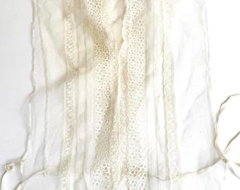 Antique Lace Jabot Dickie Handmade 1800s Early 1900s Victorian Edwardian Undergarment