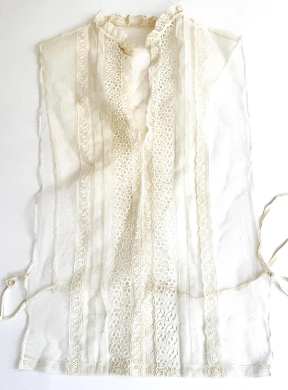 Edwardian Victorian Lace Dickie Jabot Handmade Antique Late 1800s Early 1900s Lingerie Undergarment Ecru White