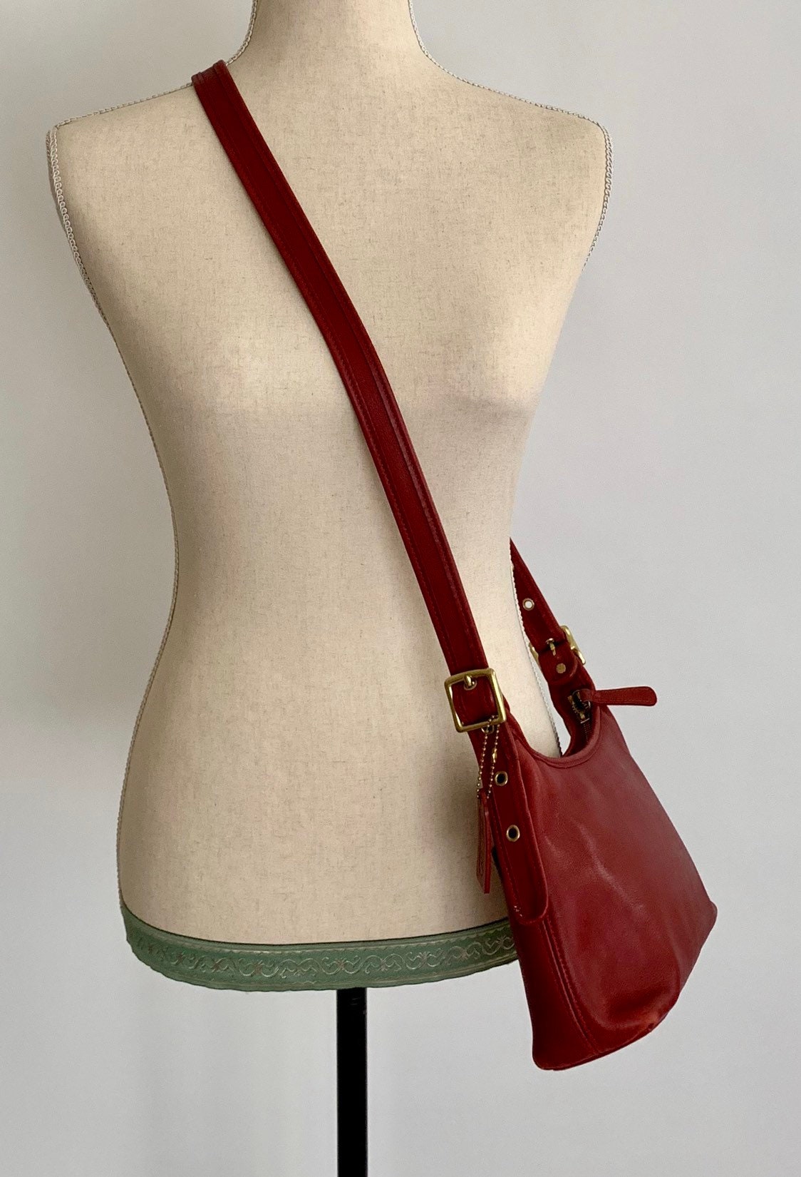 Vintage red leather coach best sale purse