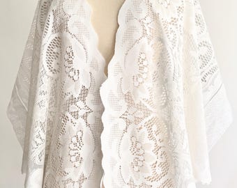 Vintage White Lace Cover Up: Boho Crochet Weave Wrap