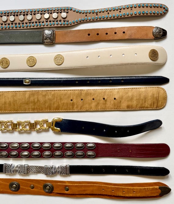 小物 Vintage 90s Studded Design Belt Vintage Studded Leather Belt: 80s-90s Western Concho Belts