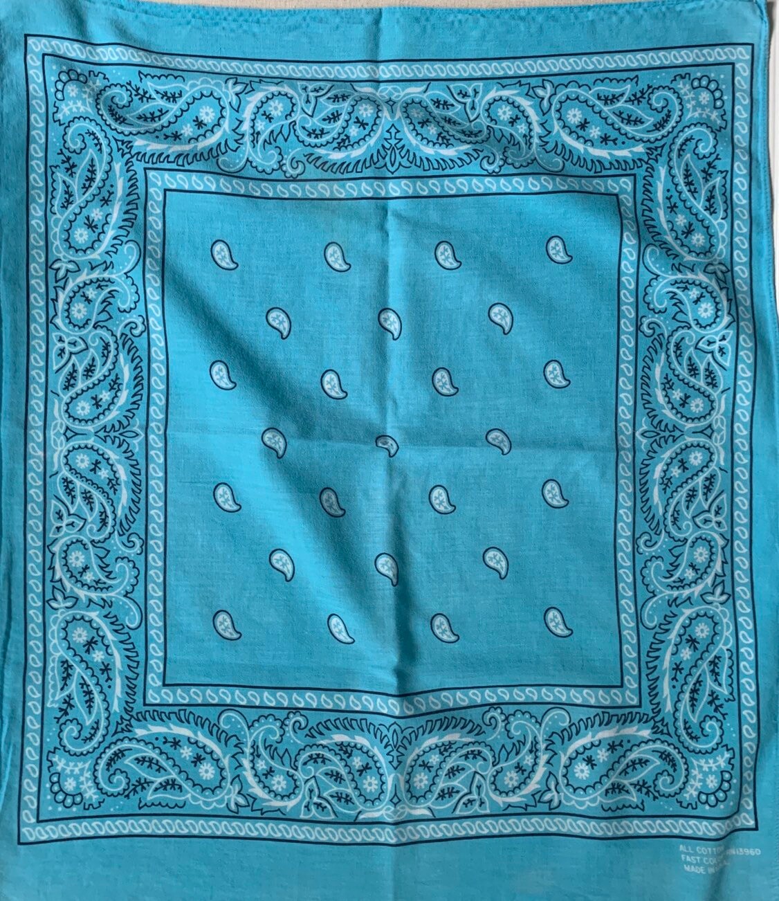 Vintage Faded Turquoise Bandana Fast Color Made in USA All Cotton ...