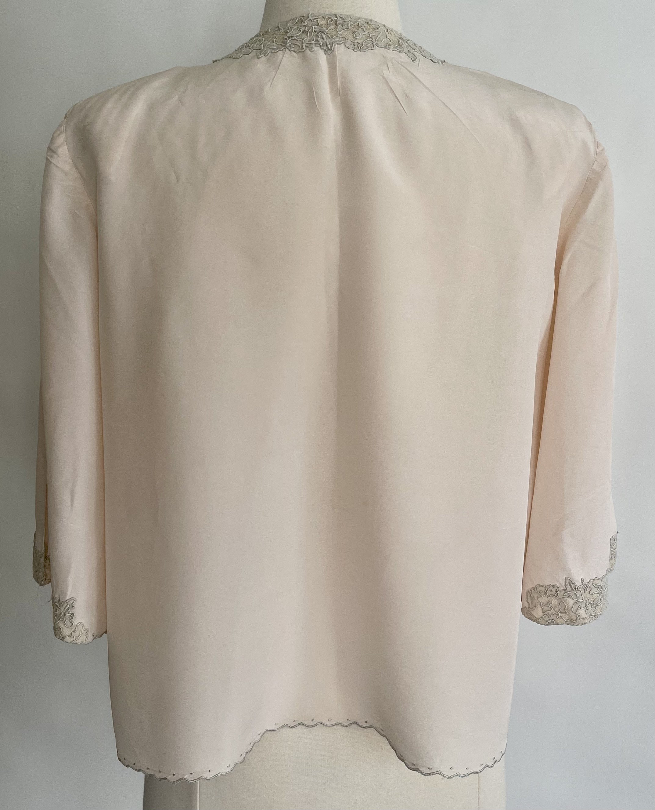 Antique Silk Bed Jacket Vintage Early 1900s 20s 30s Pale Ballet Pink
