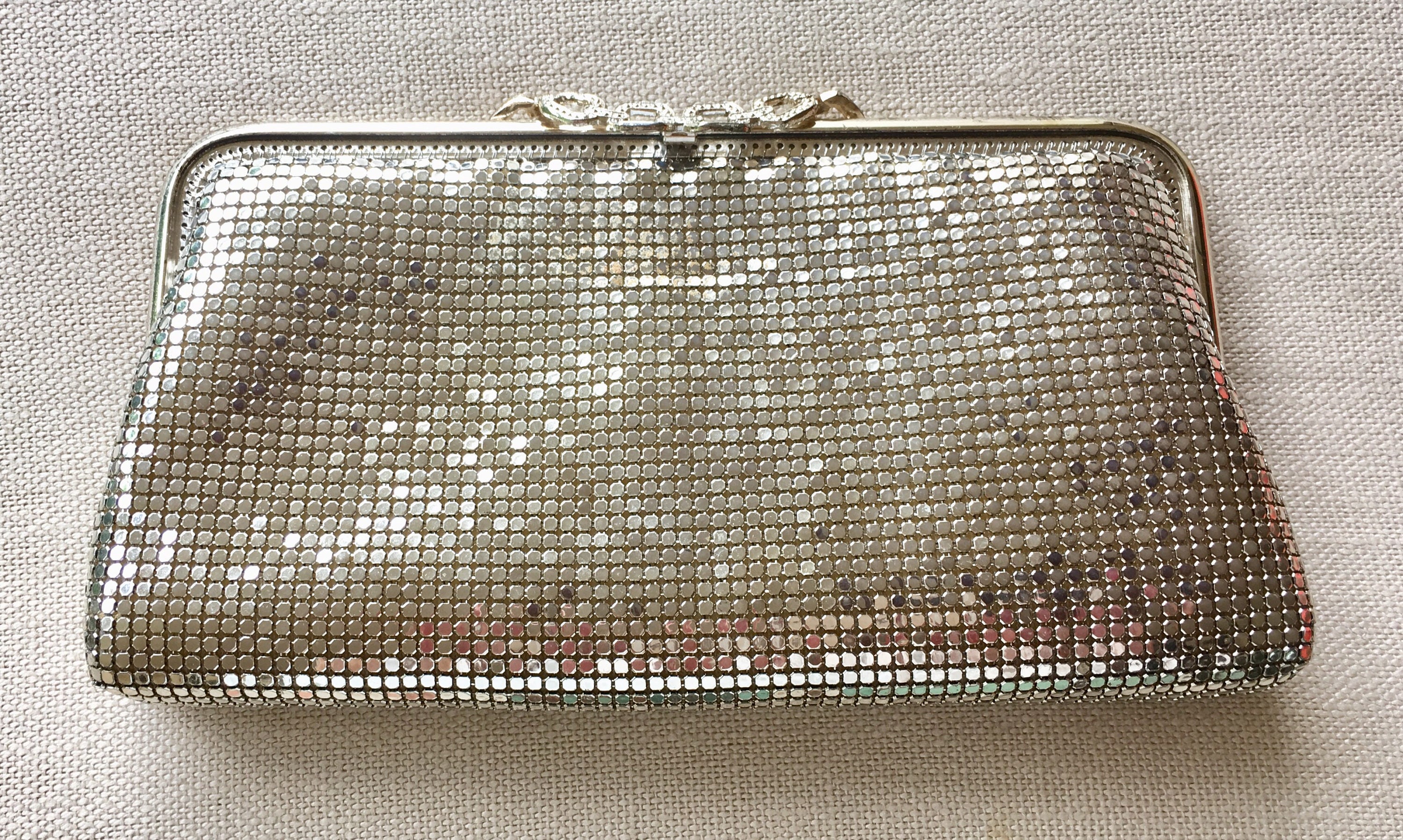 Chain Mail Clutch Handbag Silver Mesh Glamorous Evening Purse Vintage ...