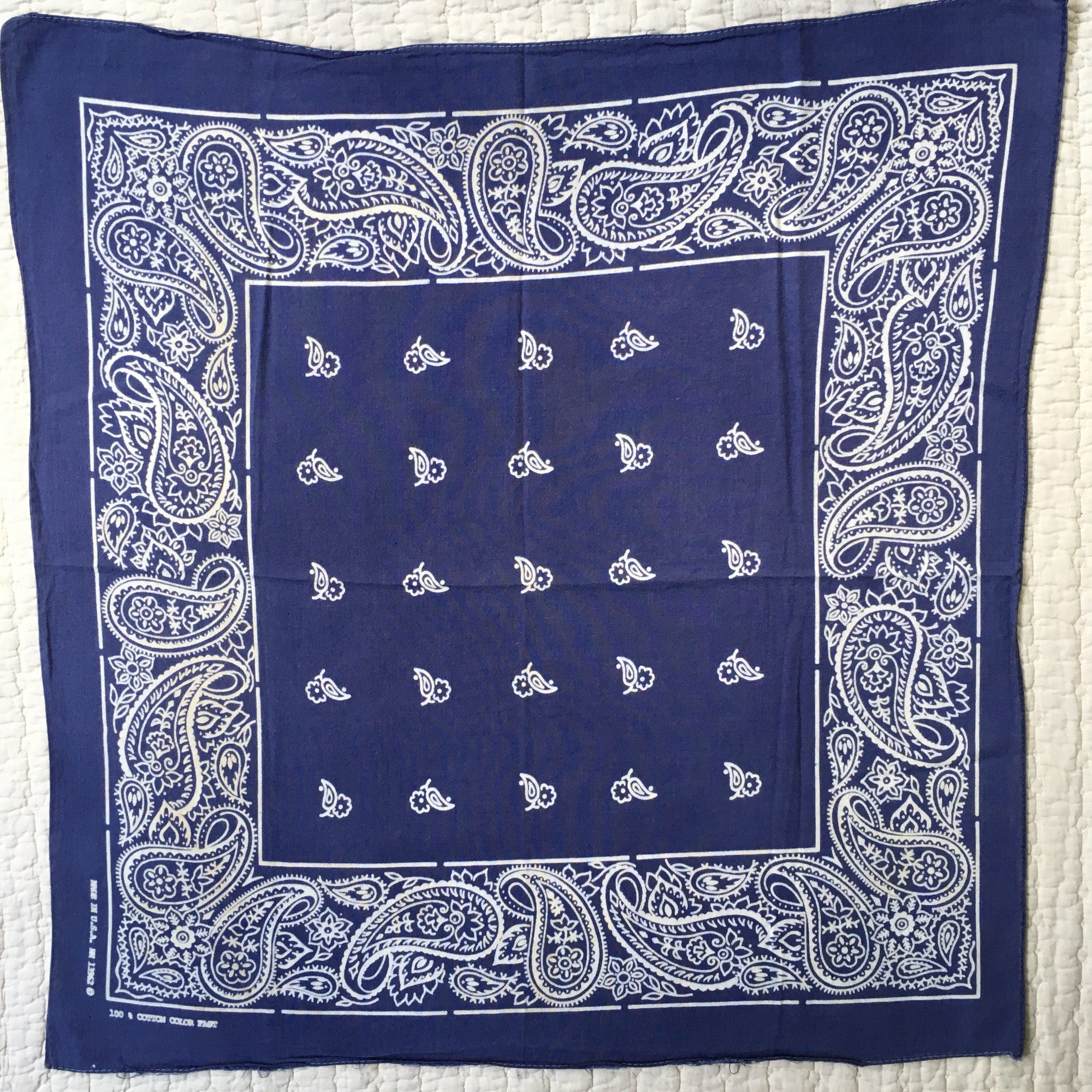 Faded Indigo Blue Bandana Vintage Navy Blue Color Fast Lightweight Made ...