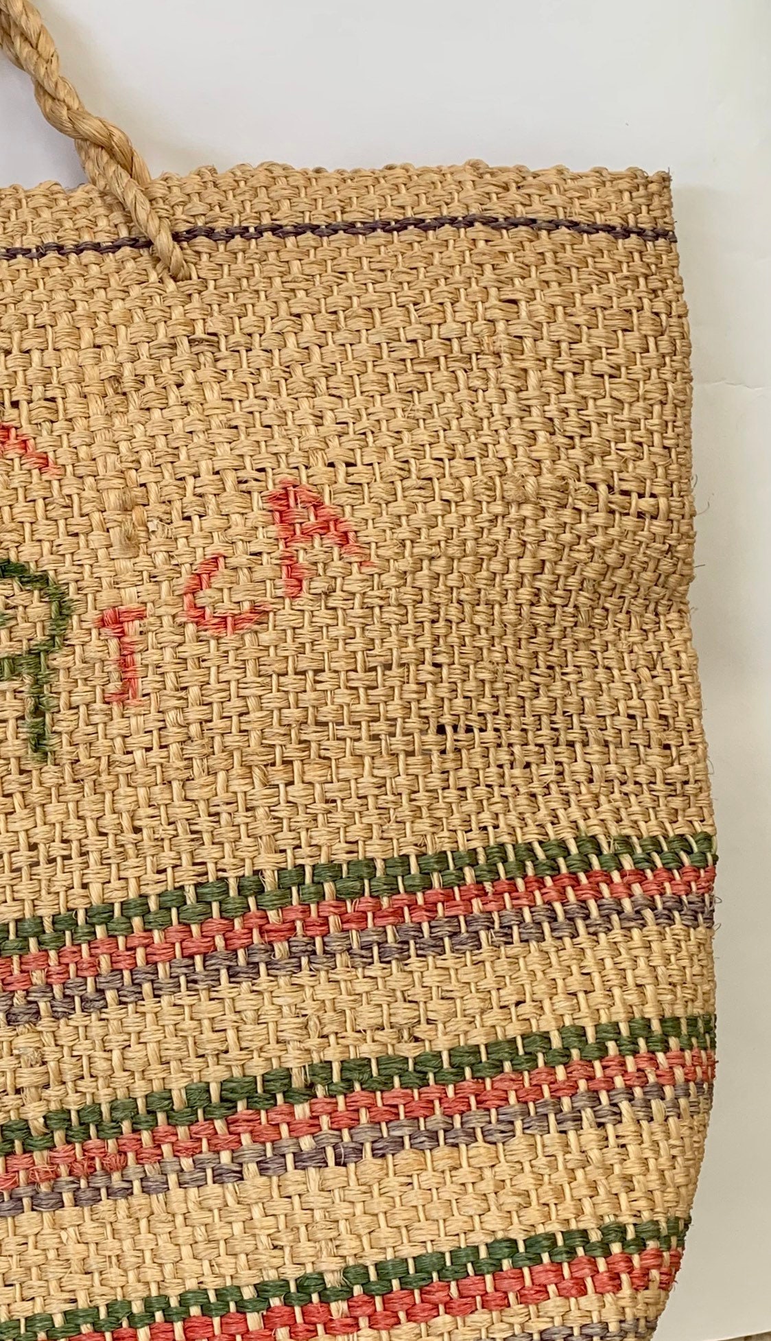 Costa Rica Jute Tote Bag Top Handle Retro Vintage Vacation Souvenir