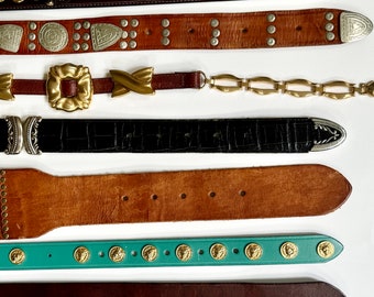Vintage Embellished Studded Belt 80s 90s Western Glitzy