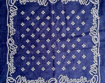 Vintage indigo western bandana jaren 80 Wrangler snelle kleur oude voorraad gemaakt in de VS