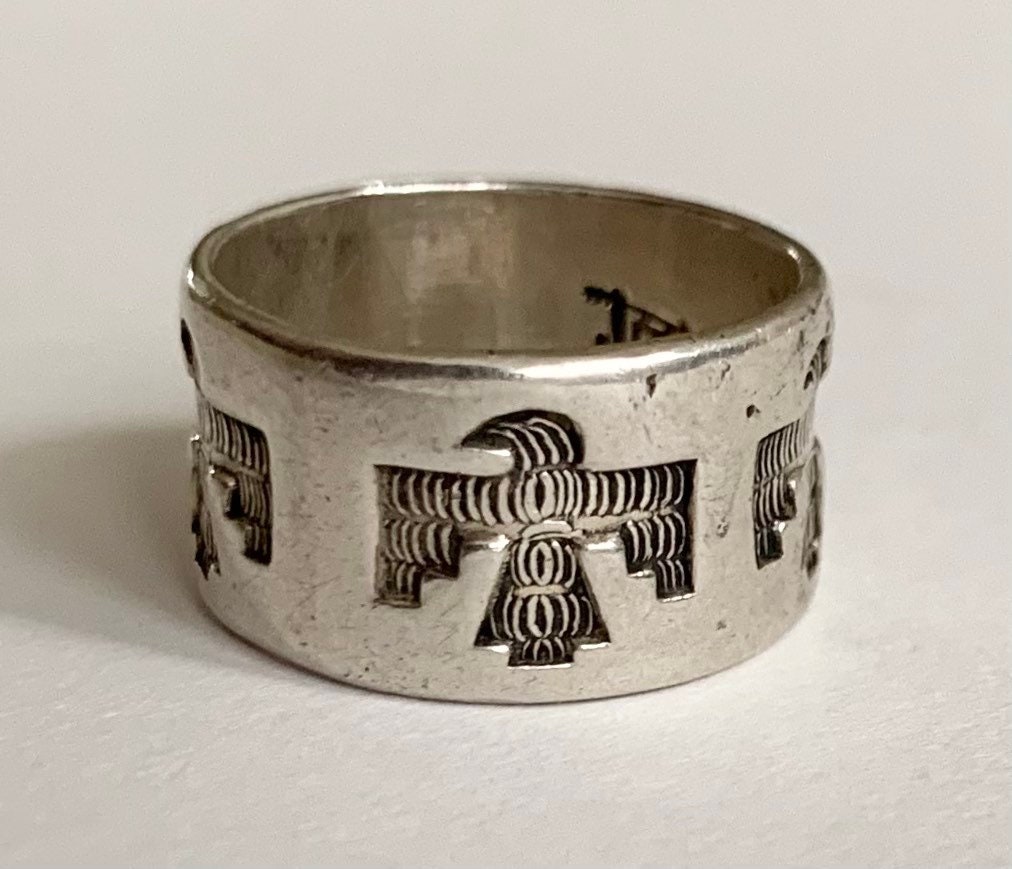 Bell Trading Thunderbird Ring Band Vintage 50s Native American Navajo ...