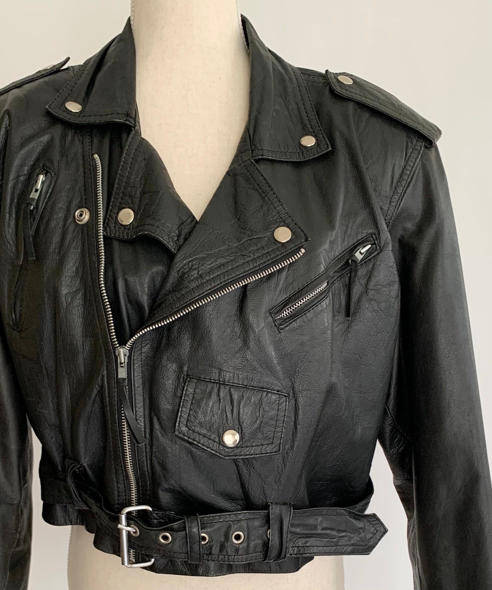 Women's Leather Biker Jacket Vintage 80's Wilson's Motorcycle Moto