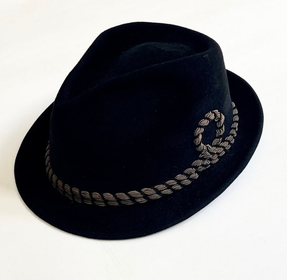 Black Velour Fedora Hat Vintage 50s Berg for the … - image 3