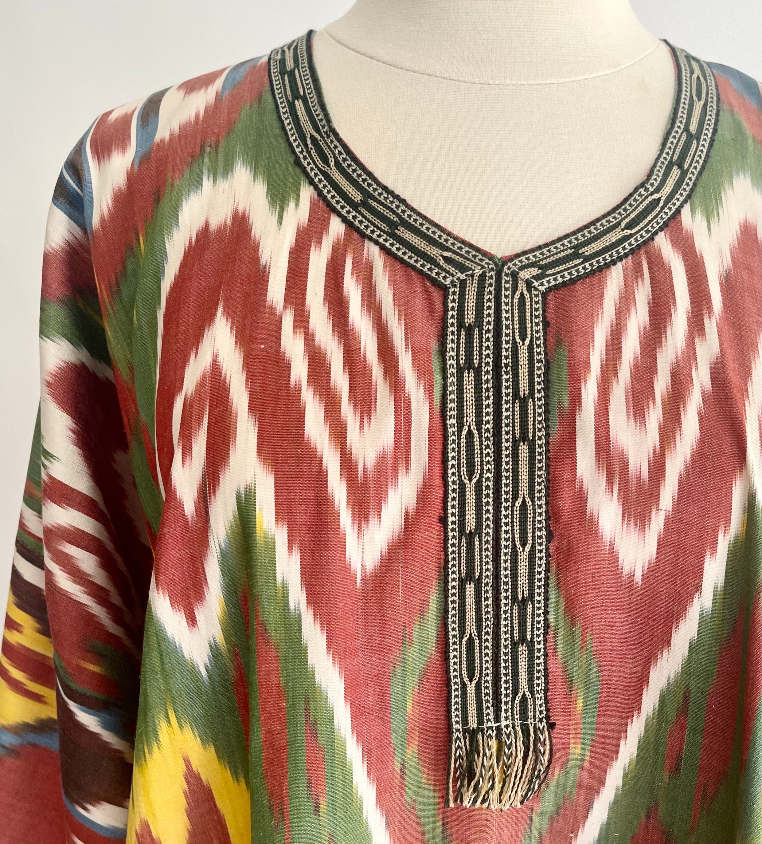 Handwoven Organic Linen Ikat Caftan
