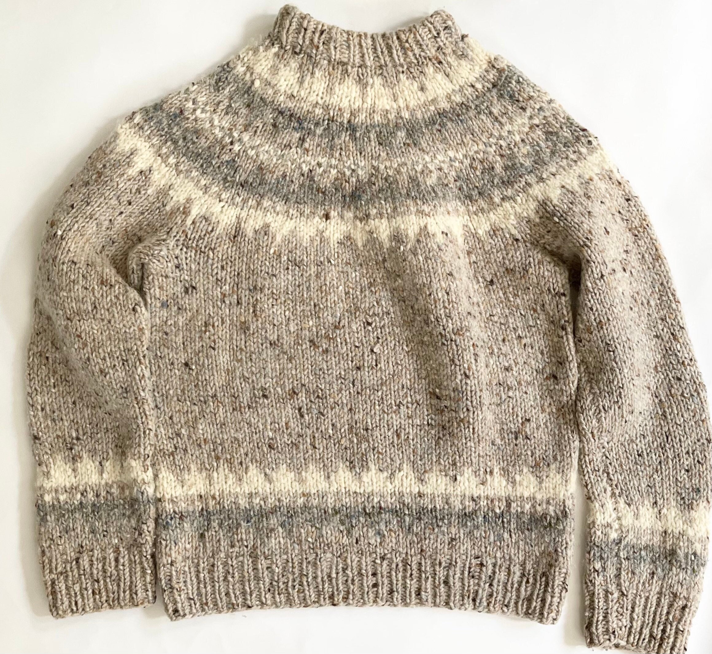 Handknit Irish Wool Sweater Oatmeal Gray Natural White Made in Ireland ...