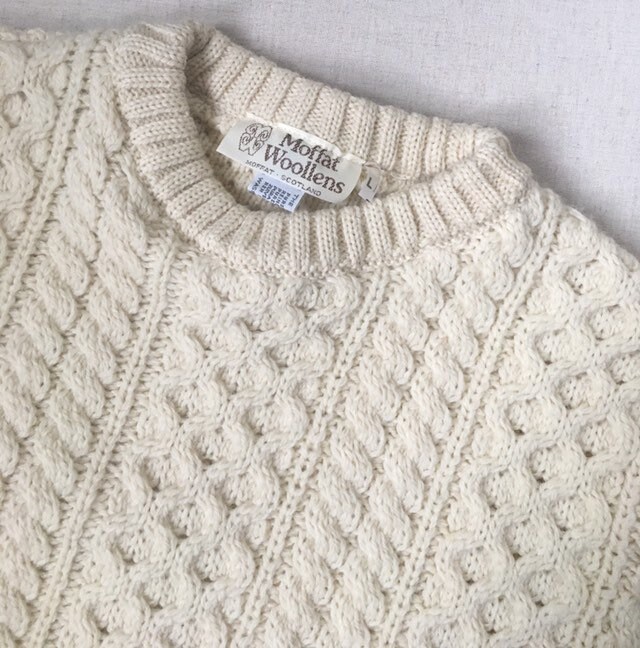70s Wool Fisherman Sweater Vintage Moffat Woolens Scotland Made in the ...