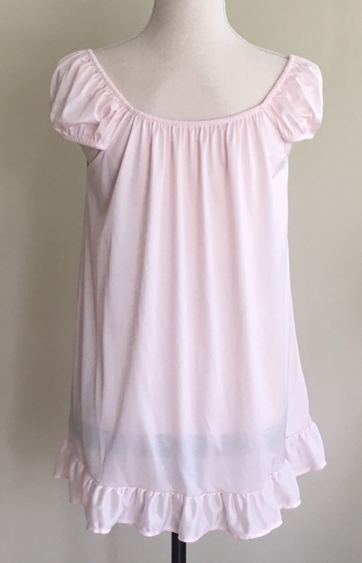 Blush Pink Babydoll Nightie Nightgown Romantic Vintage 50s Lace ...