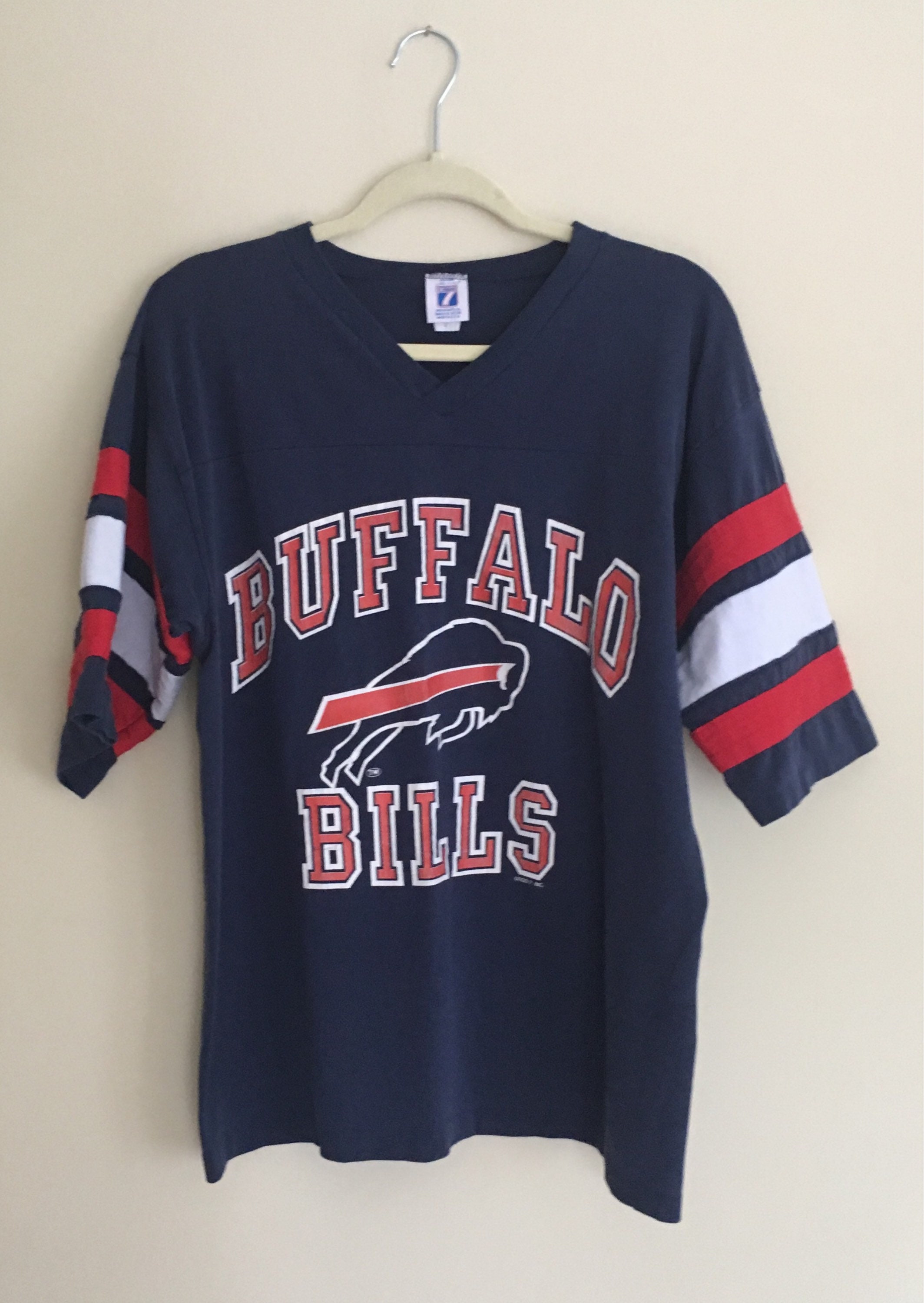 Buffalo Bills Jersey Shirt T Tee Vintage New York Navy Blue Red Cotton