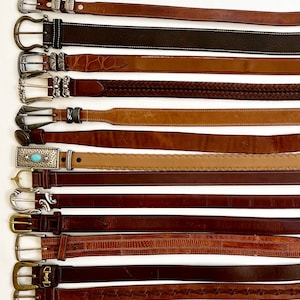 Vintage Brown Leather Belt: Western, Croco, Horse Bit Styles