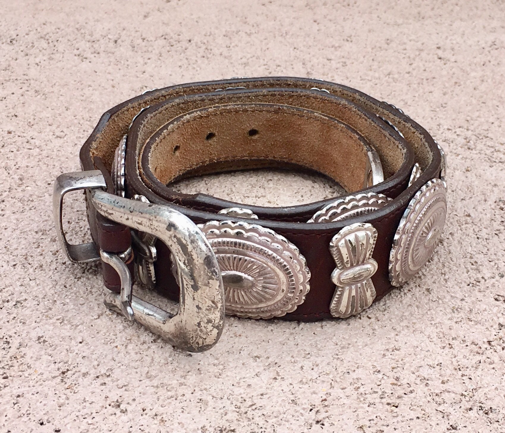 Vintage Western Concho Belt Heavy Silver Tone Metal Billy Belts