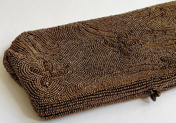 Belgium Coppery Gold Beaded Purse Clutch Handmade in Belgium Evening Classic Bridal Wedding Bag