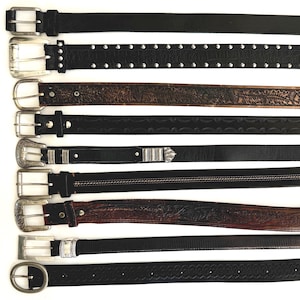 Vintage Western Leather Belt: Tooled, Stitched, Embossed Straps