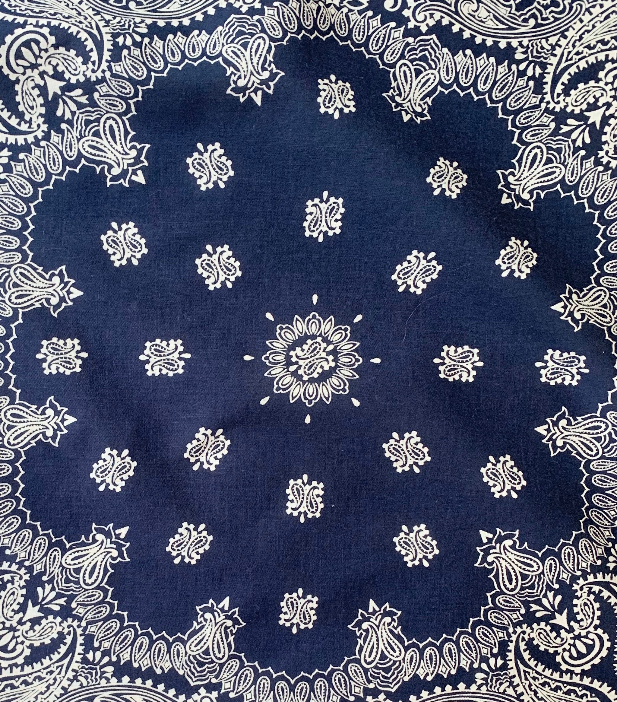 Lightweight Indigo Blue Bandana Vintage 80s Wamcraft Floral White Navy
