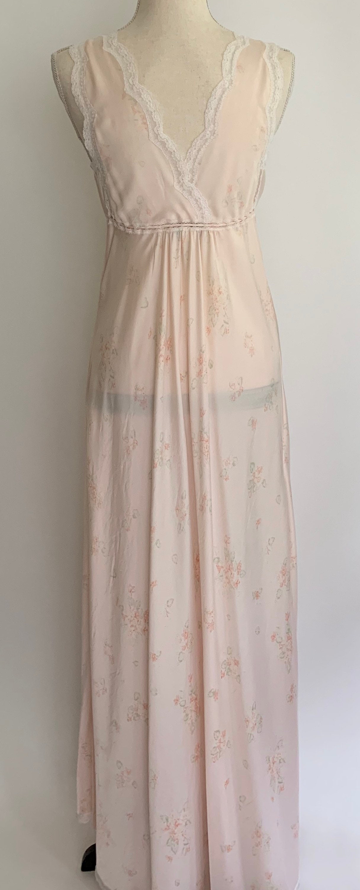 Christian Dior Nightwear Set Robe Nightgown Peignoir Long Floor Length ...