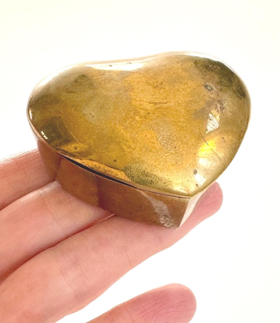 Vintage Solid Brass Heart Box Valentines Love Anniversary Gift
