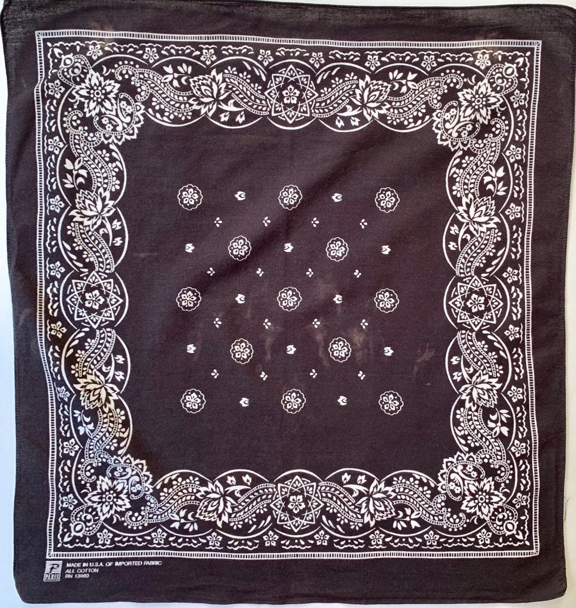 Faded Black Bandana Vintage Paris Accessories All Cotton Made in USA ...