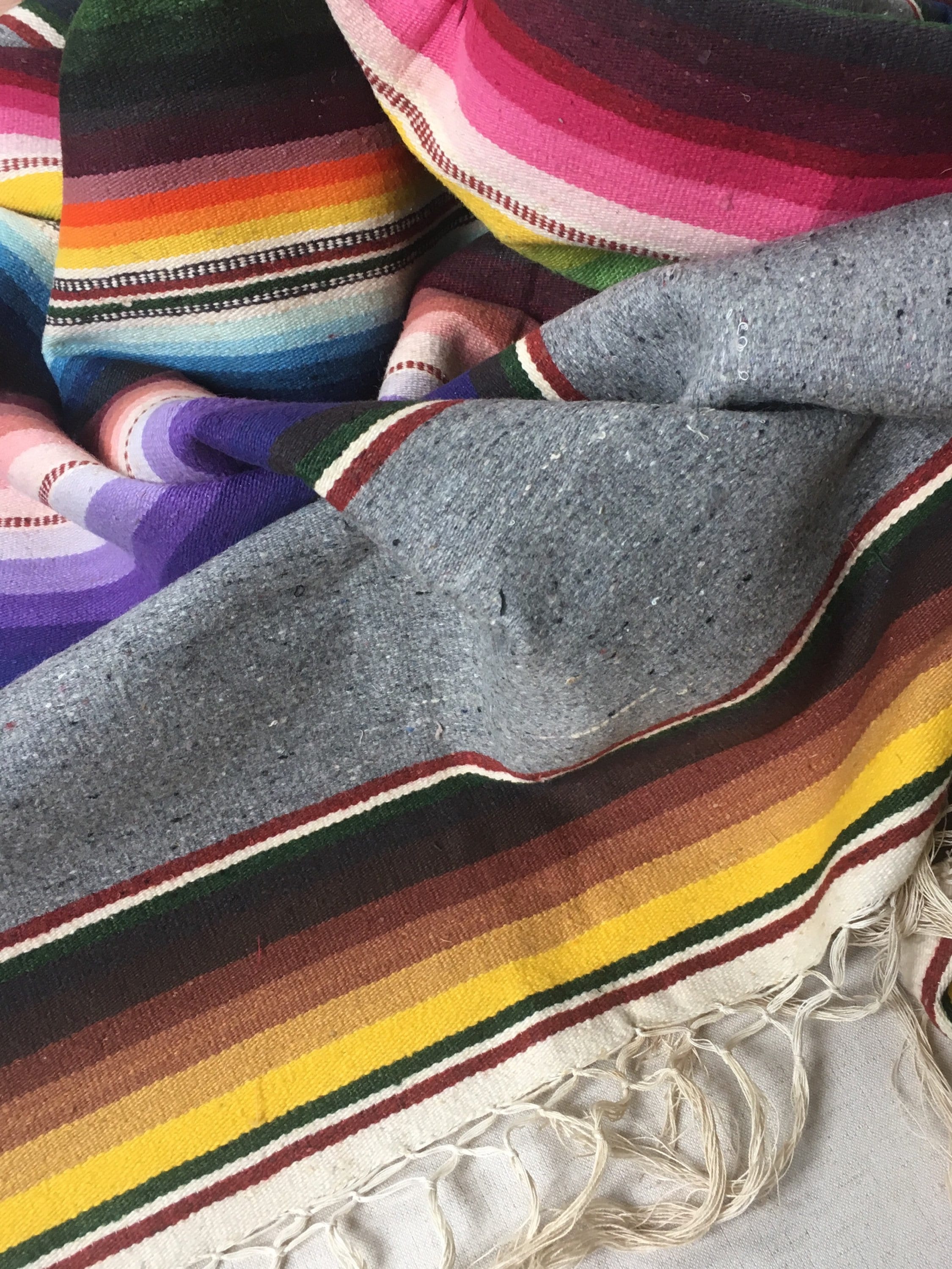 Vintage Serape Saltillo Blanket 40s Throw Woven Mexican Style with