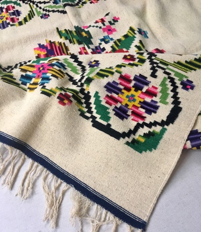RESERVED for Hollie Antique Mexican Wool Blanket Throw Vintage 40s