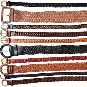 Braided Leather Belt Brass Men - Etsy display picture 1