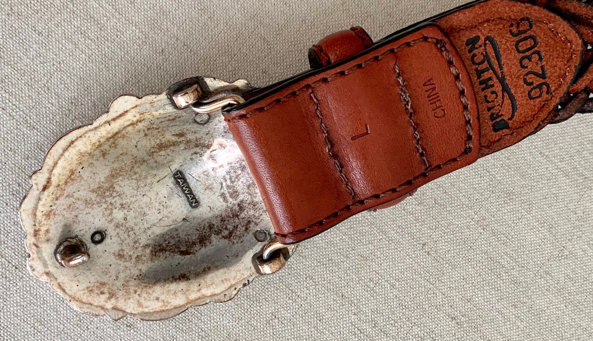 Brighton Western Concho Belt Vintage Braided Brown Leather Strap Silver ...