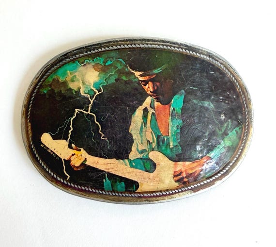 Vintage 1976 Pacifica Jimi Hendrix Belt Buckle Rock Memorabilia Collectible