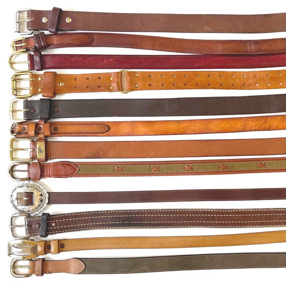 Vintage Brown Leather Belt: Aged Western Style Strap