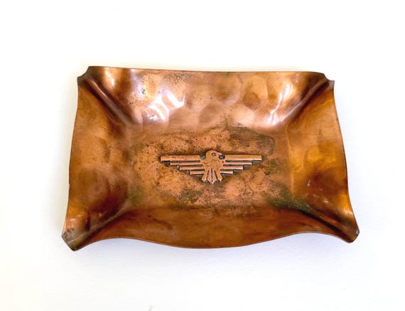 Vintage Fred Harvey Era Copper Thunderbird Ashtray