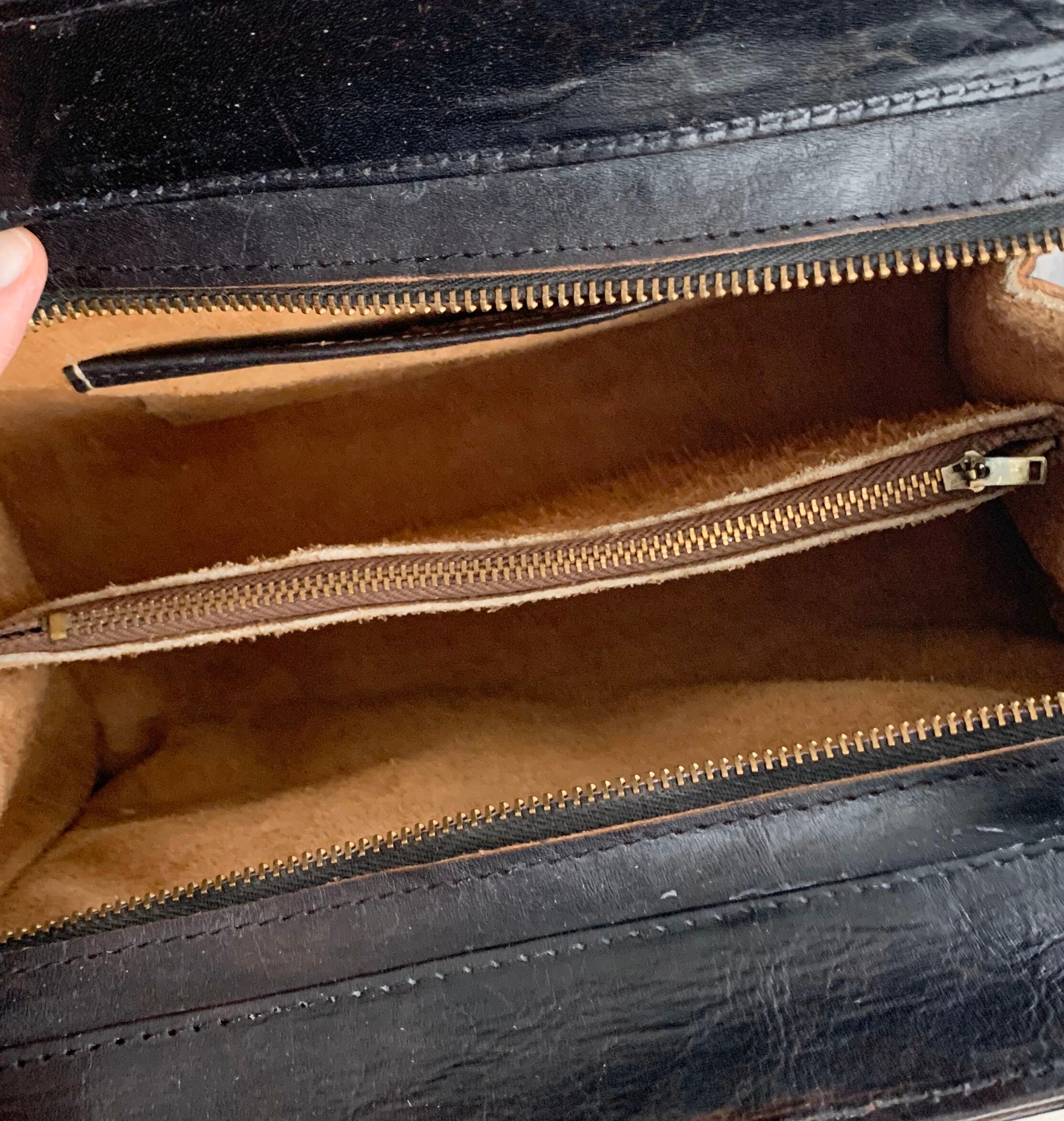 Black Tooled Leather Purse Handbag Vintage 60s 70s Hand Tooled Floral Made in Mexico Mexican