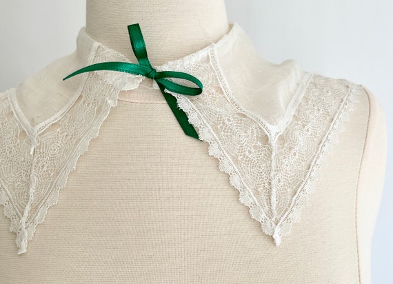 Antique Victorian Edwardian Collar Fine White Cot… - image 2