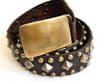 Western Brass Concho Belt Vintage 80s Banana Republic Safari  display picture 3