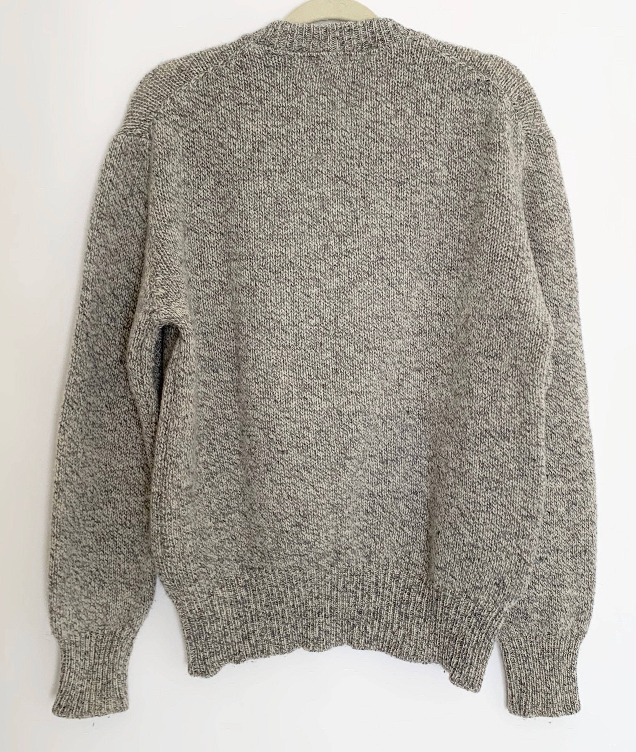 Oversized Marled Wool Sweater Gray Natural White Vintage Boston Traders ...