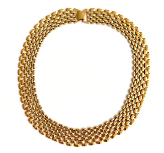 Slinky Gold Choker Necklace Vintage 80s Minimalist Gold Tone Chain Link