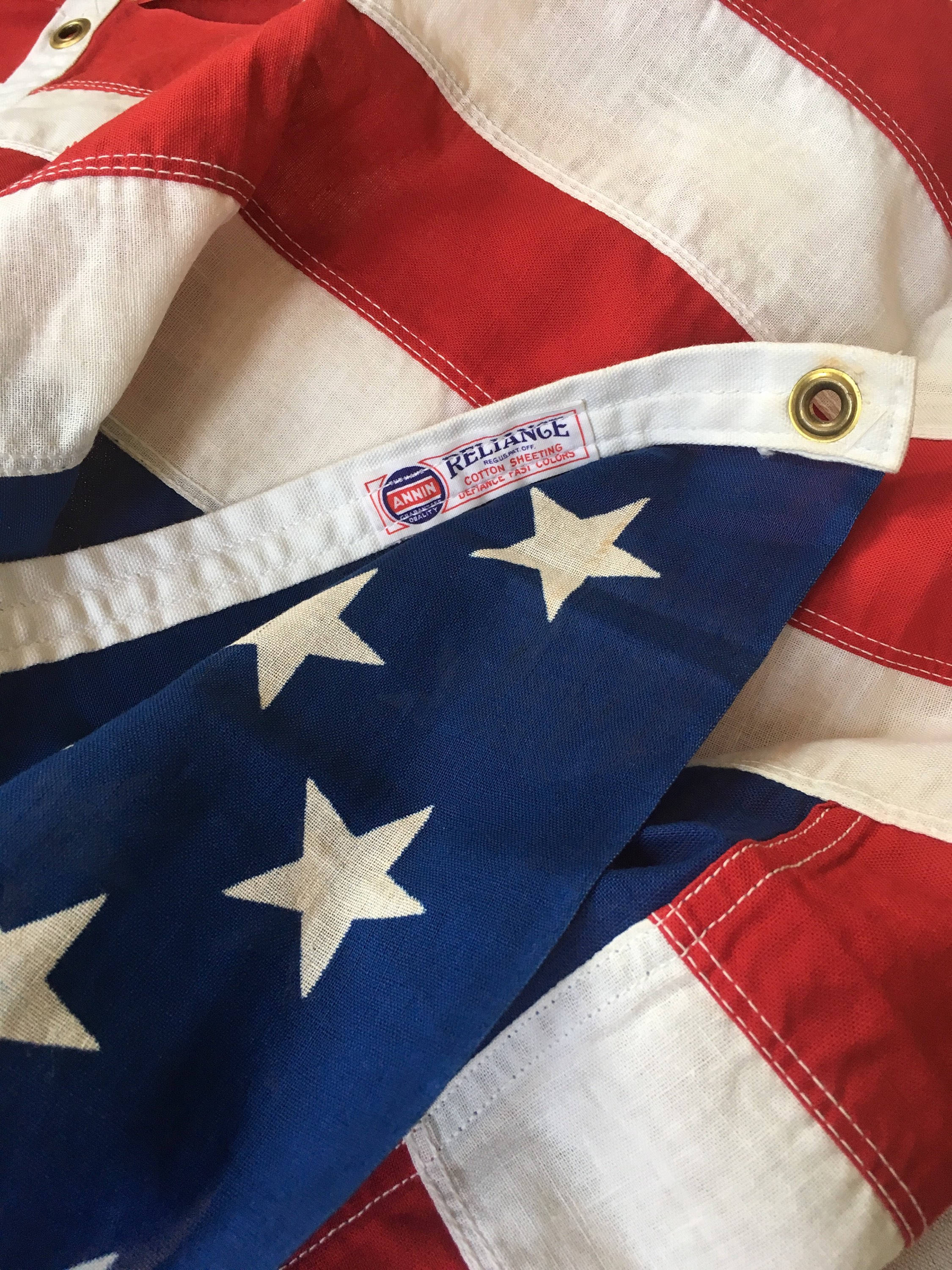 Vintage Cotton American Flag Bunting USA Reliance Nice Patina Wall