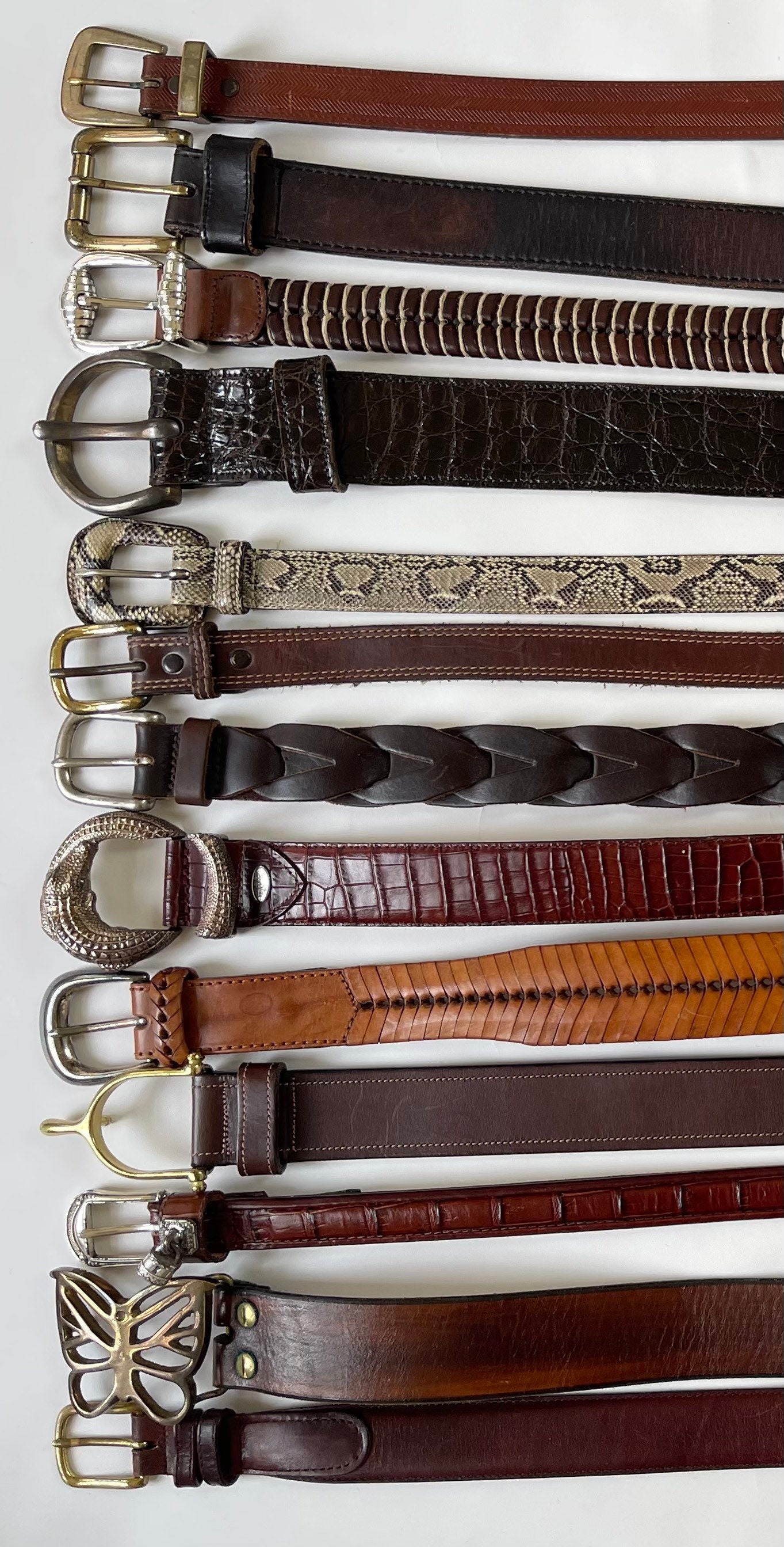 Plain Brown Leather Belt Belts Vintage Mens Women's Belts Solid