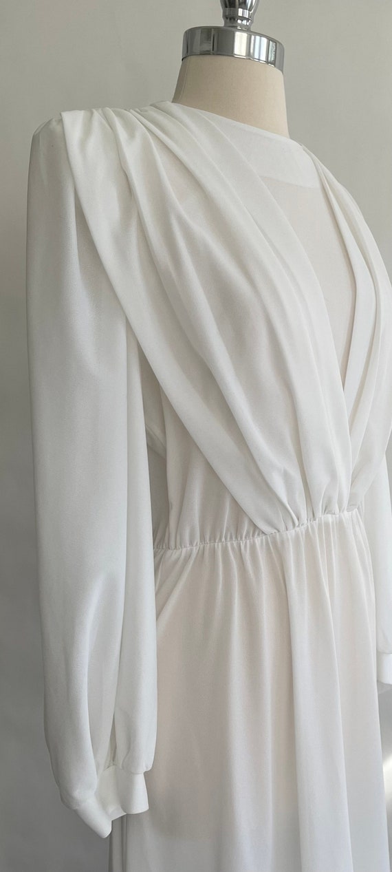 White Polyester Maxi Dress Vintage 70s Romantic B… - image 2