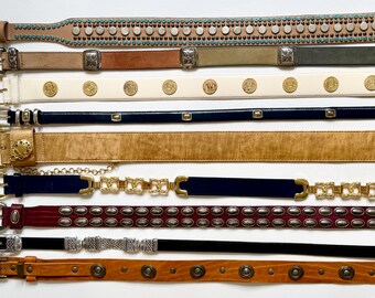 小物 vintage 80s leather-jewelry belt Vintage Belt White Leather Mounted Plastic Gems 80s Buckle