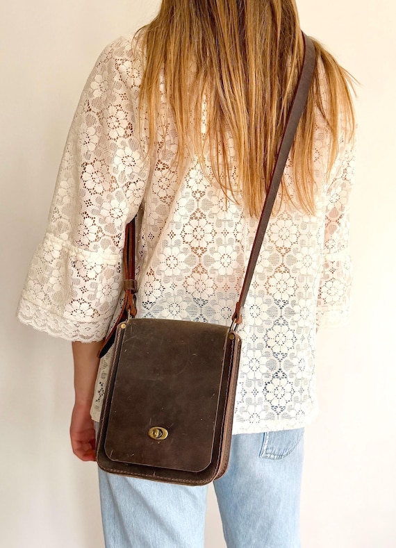 Handmade Brown Leather Crossbody Bag Everyday Unisex Shoulder Bag
