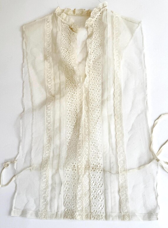 Edwardian Victorian Lace Dickie Jabot Handmade Antique Late 1800s Early 1900s Lingerie Undergarment Ecru White